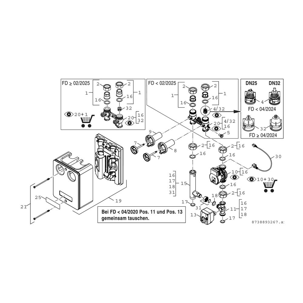 BOSCH Installationszubehör HSM 32/7.5 Heizkreisset m. Mischer DN32,364x290x190... JUNKERS-7736601149 4054925863628 (Abb. 3)