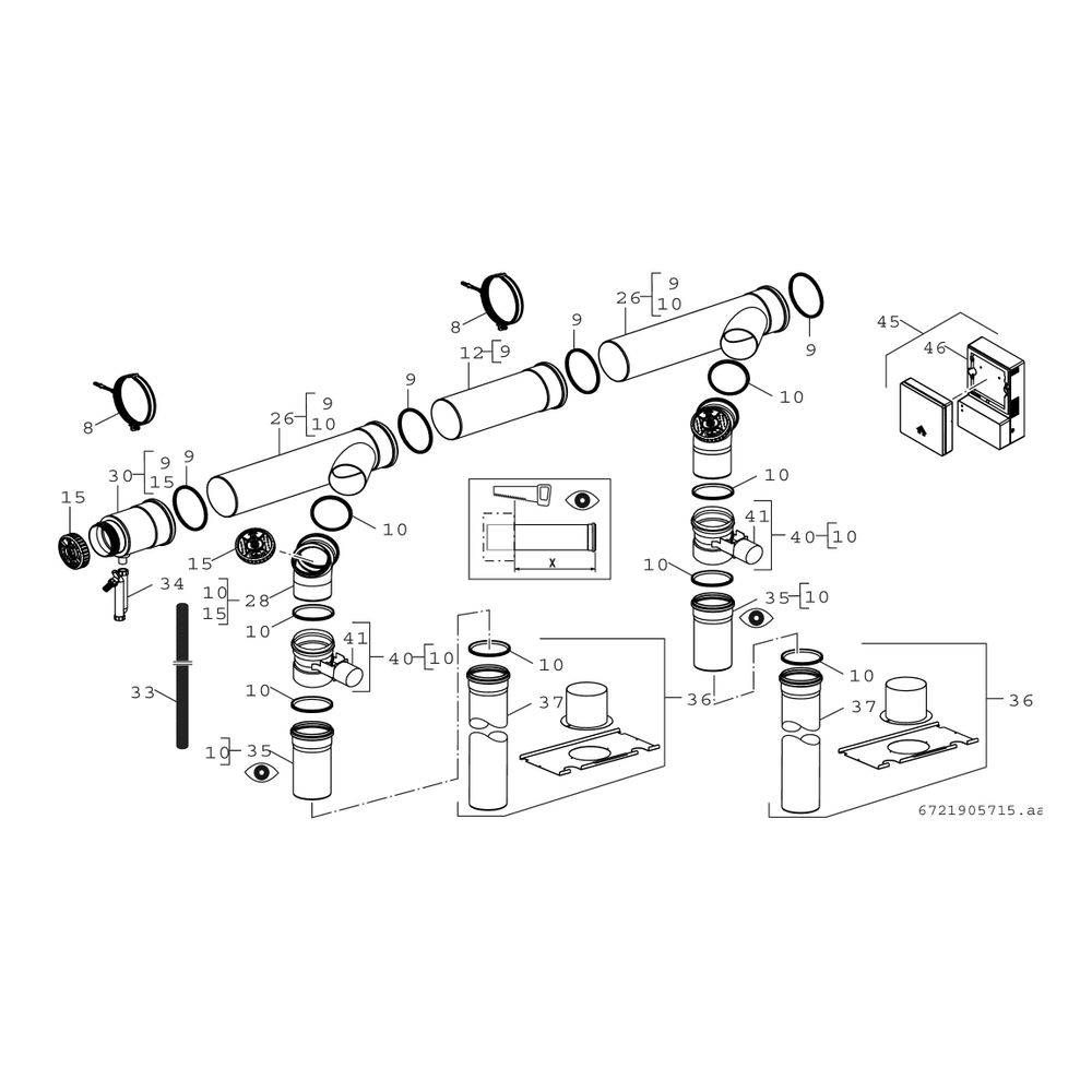 BOSCH Grundbausatz Kaskade Abgaskaskade DN 160 / DN 160 mit CO-Sensor... JUNKERS-7736606499 4062321715113 (Abb. 2)