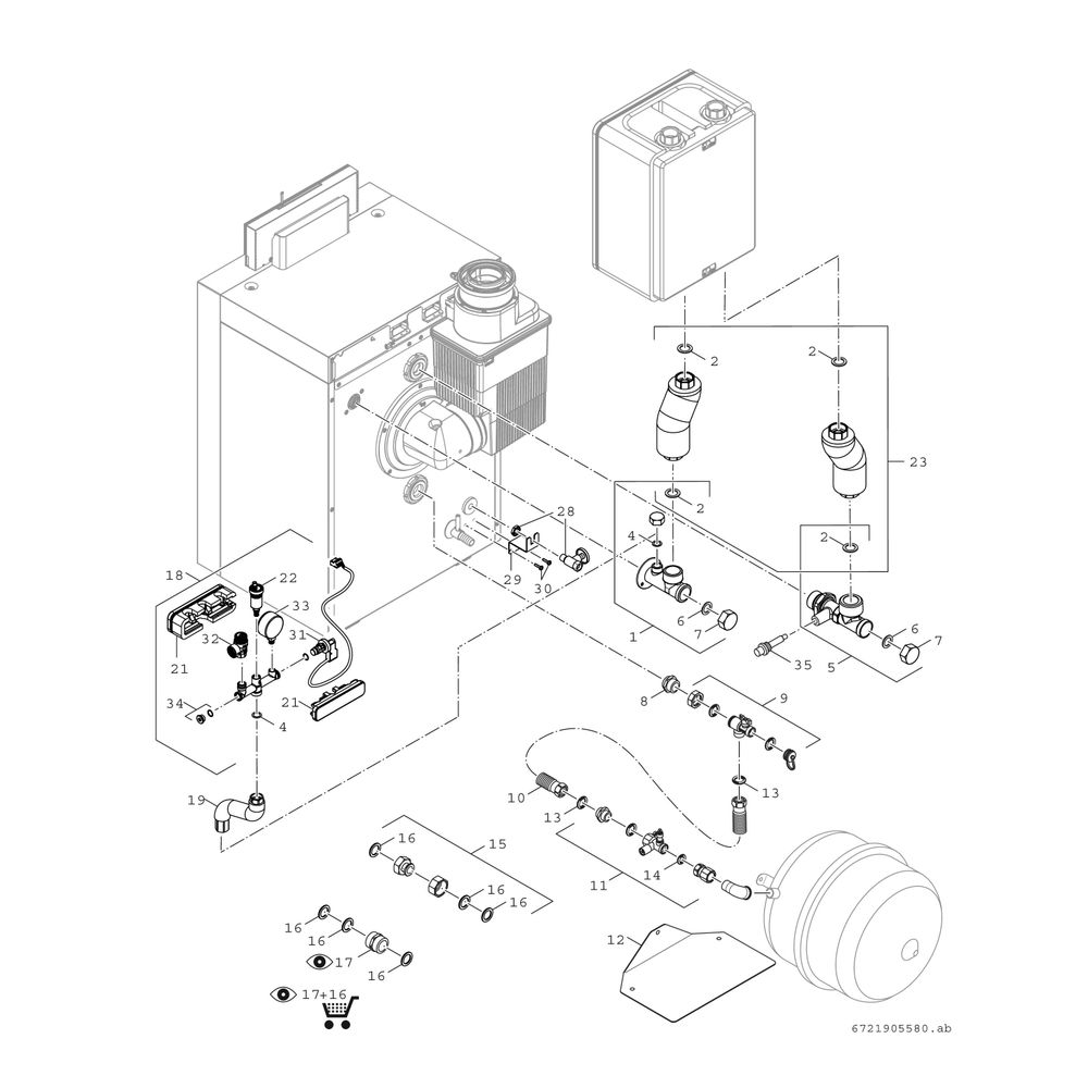 BOSCH Öl-Brennwertkessel bodenstehend Olio Condens OC8800iF, 19kW, 1009x600x643mm... JUNKERS-8732960349 4062321774776 (Abb. 5)