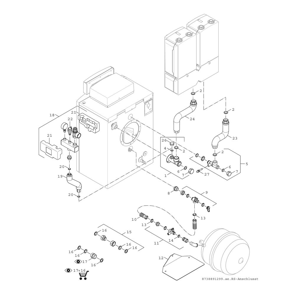 BOSCH Gas-Brennwertkessel, bodenstehend Condens GC7000F 22 23, 965x600x630, 22kW... JUNKERS-8738808144 4062321613785 (Abb. 11)