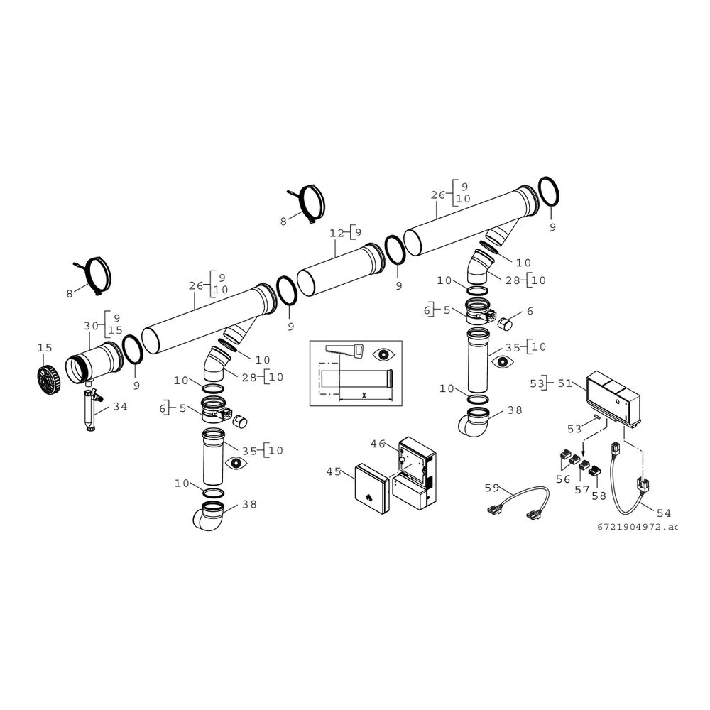 BOSCH Grundbausatz Kaskade Abgaskaskade DN 110 / DN 125 mit CO-Sensor... JUNKERS-7736606498 4062321715106 (Abb. 2)