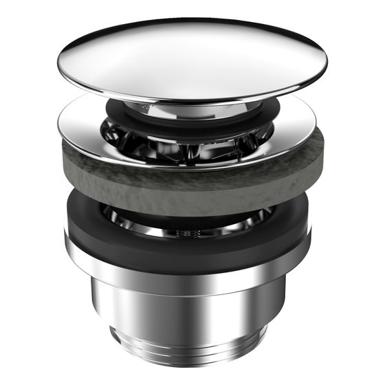 Kaldewei Push to open Ventil WB 3915 für Waschtische mit Überlauf, runder Deckel, Chrom