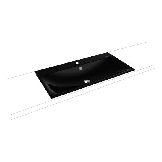 Kaldewei Einbauwaschtisch Silenio rechteckig 123x460x900mm, Schwarz/Mattschwarz, ohne HL, mit ÜL mit Perl-Effekt