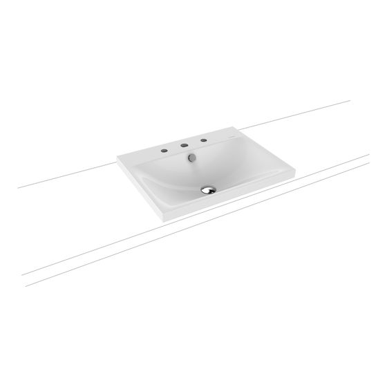 Kaldewei Aufsatzwaschtisch Silenio rechteckig 123x460x600mm, Alpinweiß/Chrom, 3 HL, mit ÜL mit Perl-Effekt