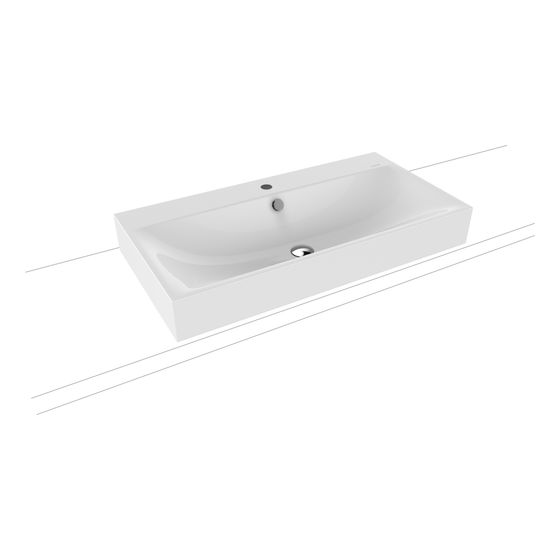 Kaldewei Aufsatzwaschtisch Silenio rechteckig 123x460x900mm Rh. 120mm, Alpinweiß/Chrom, 1 HL, mit ÜL mit Perl-Effekt