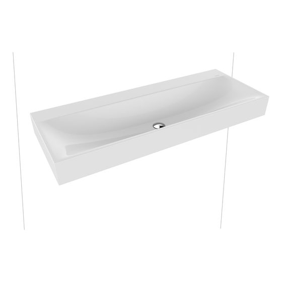 Kaldewei Wand-Doppelwaschtisch Silenio rechteckig 123x460x1200mm, Warm Beige 20/Alpinweiß, 2 HL, mit ÜL mit Perl-Effekt
