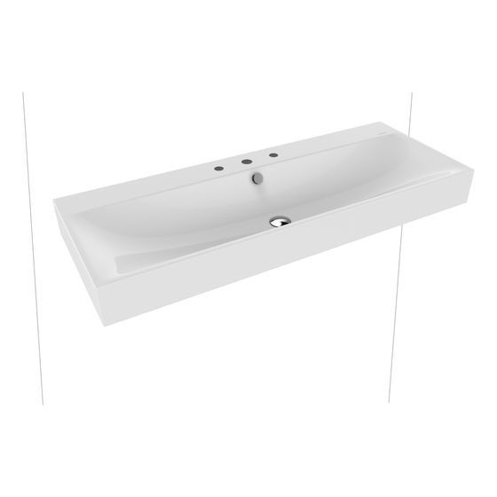 Kaldewei Wandwaschtisch Silenio rechteckig 123x460x1200mm, Alpinweiß/Chrom, 3 HL, mit ÜL mit Perl-Effekt