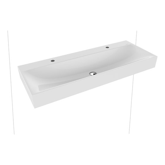 Kaldewei Wand-Doppelwaschtisch Silenio rechteckig 123x460x1200mm, Alpinweiß, 2 HL, ohne ÜL mit Perl-Effekt
