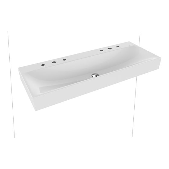 Kaldewei Wand-Doppelwaschtisch Silenio rechteckig 123x460x1200mm, Alpinweiß, 6 HL, ohne ÜL mit Perl-Effekt