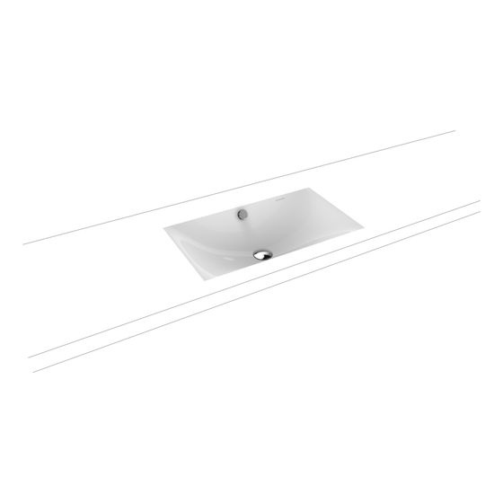 Kaldewei Unterbauwaschtisch Silenio rechteckig 123x391x634mm, Alpinweiß/Chrom, ohne HL, mit ÜL mit Perl-Effekt