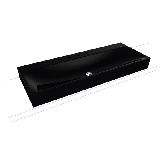 Kaldewei Aufsatz-Doppelwaschtisch Silenio rechteckig 123x460x1200mm Rh. 120mm, Schwarz, 2 HL, ohne ÜL mit Perl-Effekt
