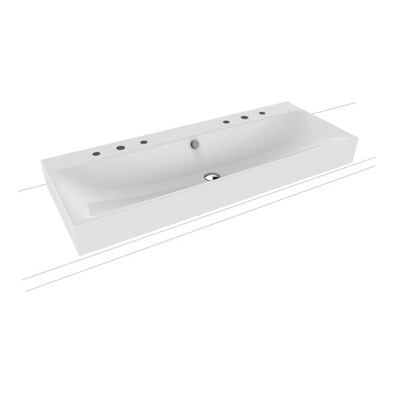 Kaldewei Aufsatz-Doppelwaschtisch Silenio rechteckig 123x460x1200mm, Alpinweiß/Chrom, 6 HL, mit ÜL mit Perl-Effekt