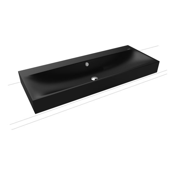 Kaldewei Aufsatz-Doppelwaschtisch Silenio rechteckig 123x460x1200mm Rh 120mm, Cool Grey 90/Chrom, 2 HL, mit ÜL mit Perl-Effekt