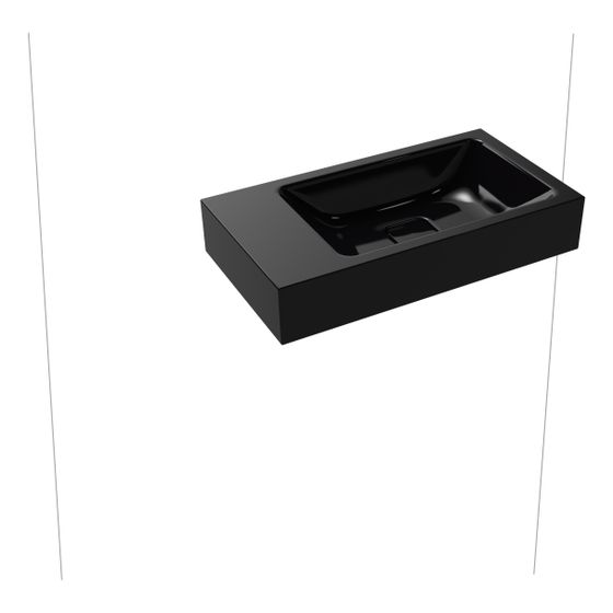 Kaldewei Wand-Handwaschtisch Cono rechteckig 102x300x550mm, Schwarz, links, ohne HL, ohne ÜL mit Perl-Effekt