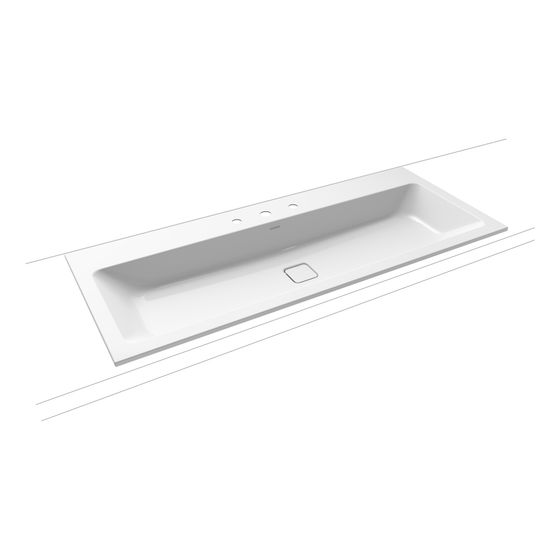 Kaldewei Einbauwaschtisch Cono rechteckig 112x500x1200mm, Alpinweiß, 3 HL, ohne ÜL mit Perl-Effekt