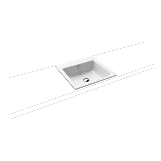 Kaldewei Einbauwaschtisch Puro rechteckig 115x460x460mm, Alpinweiß/Chrom, ohne HL, mit ÜL mit Perl-Effekt
