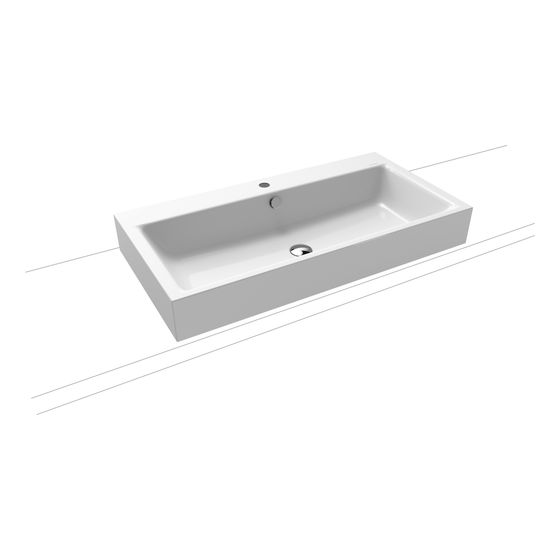 Kaldewei Aufsatzwaschtisch Puro rechteckig 125x460x900mm Rh. 120mm, Alpinweiß/Chrom, 1 HL, mit ÜL mit Perl-Effekt