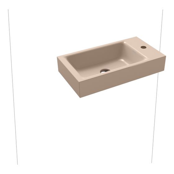 Kaldewei Wand-Handwaschtisch Puro rechteckig 105x300x550mm, Bahamabeige, 1 HL, ohne ÜL mit Perl-Effekt