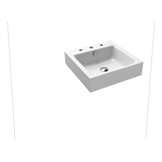 Kaldewei Wandwaschtisch Puro rechteckig 120x460x460mm, Alpinweiß/Chrom, 3 HL, mit ÜL mit Perl-Effekt