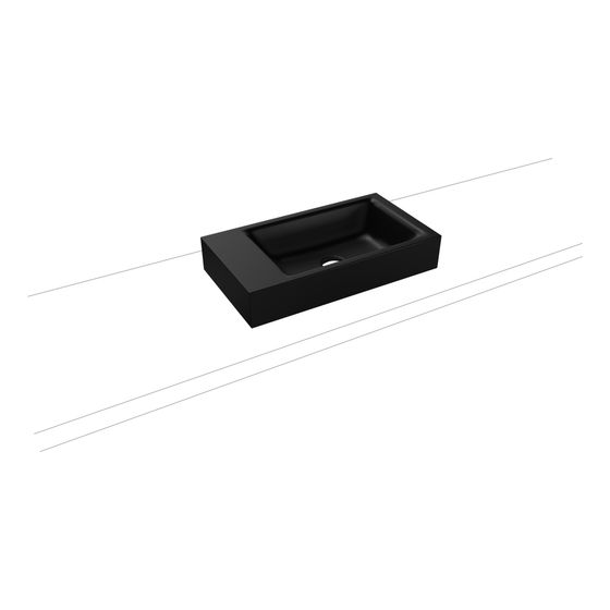 Kaldewei Aufsatz-Handwaschtisch Puro rechteckig 105x300x550mm, Mattschwarz 100, ohne HL, ohne ÜL mit Perl-Effekt