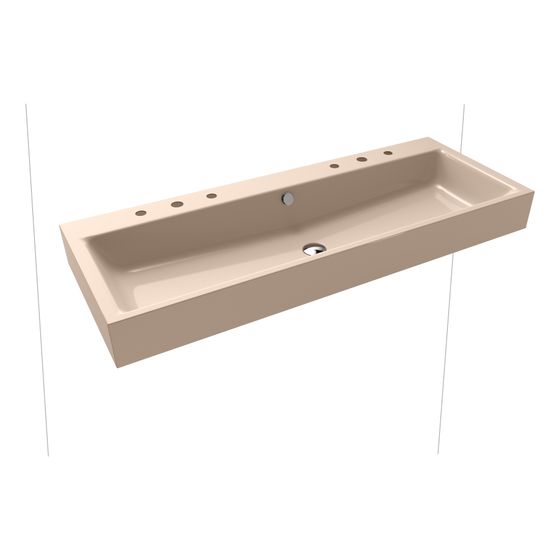Kaldewei Wand-Doppelwaschtisch Puro rechteckig 125x460x1200mm, Bahamabeige/Chrom, 6 HL, mit ÜL mit Perl-Effekt