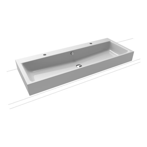 Kaldewei Aufsatz-Doppelwaschtisch Puro rechteckig 125x460x1200mm Rh. 120mm, Manhattan/Chrom, 2 HL, mit ÜL mit Perl-Effekt