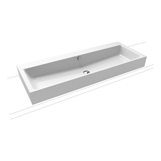 Kaldewei Aufsatz-Doppelwaschtisch Puro rechteckig 125x460x1200mm, Mattschwarz 100/Mattschwarz, 6 HL, mit ÜL mit Perl-Effekt
