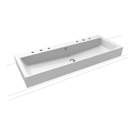 Kaldewei Aufsatz-Doppelwaschtisch Puro rechteckig 125x460x1200mm, Alpinweiß/Chrom, 6 HL, mit ÜL mit Perl-Effekt