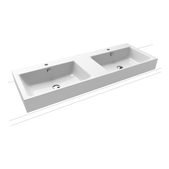 Kaldewei Aufsatz-Doppelwaschtisch Puro rechteckig 125x460x1300mm Rh 120mm, Alpinweiß/Alpinweiß, 2 HL, mit ÜL mit Perl-Effekt