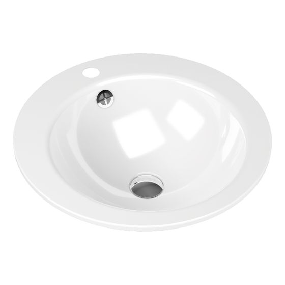 Kaldewei Einbauwaschtisch Object R rund 137x475x475mm, Alpinweiß, 1 HL, mit ÜL ohne Perl-Effekt , 3195