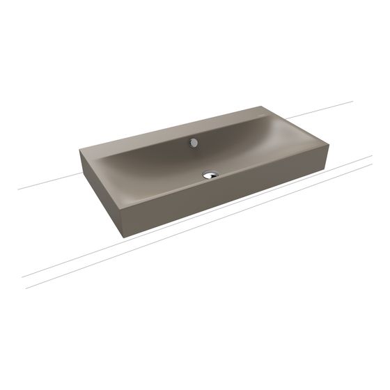 Kaldewei Aufsatzwaschtisch Silenio rechteckig 123x460x900mm Rh. 120mm, Warm Grey 60/Mattschwarz, 3 HL, mit ÜL mit Perl-Effekt