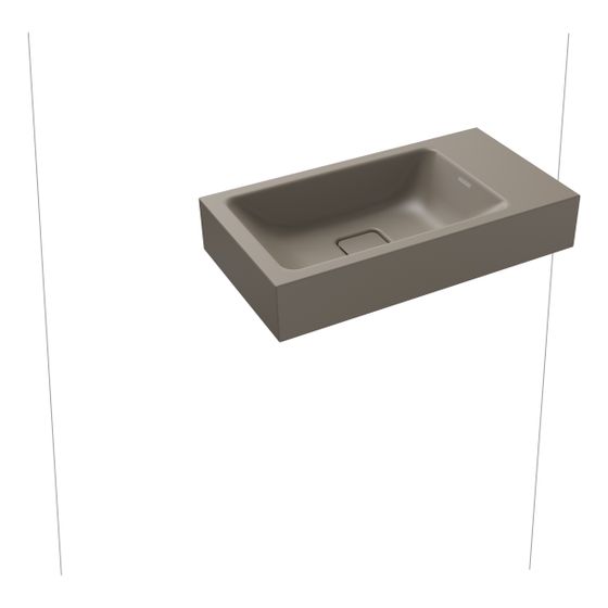 Kaldewei Wand-Handwaschtisch Cono rechteckig 102x300x550mm, Warm Grey 60, rechts, ohne HL, ohne ÜL mit Perl-Effekt