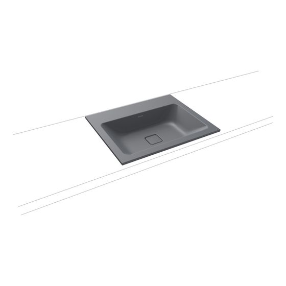 Kaldewei Einbauwaschtisch Cono rechteckig 112x500x600mm, Cool Grey 70, 1 HL, ohne ÜL mit Perl-Effekt