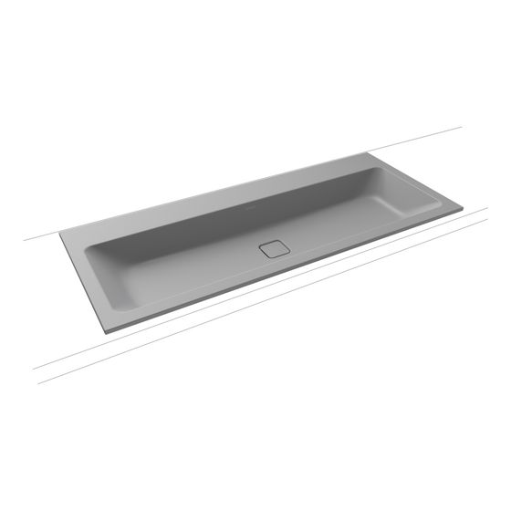 Kaldewei Einbauwaschtisch Cono rechteckig 112x500x1200mm, Cool Grey 30, 3 HL, ohne ÜL mit Perl-Effekt