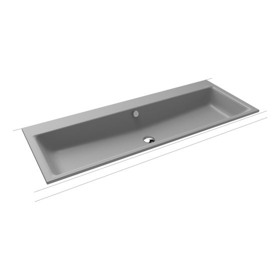Kaldewei Einbauwaschtisch Puro rechteckig 125x460x1200mm, Cool Grey 30/Alpinweiß, 1 HL, mit ÜL mit Perl-Effekt