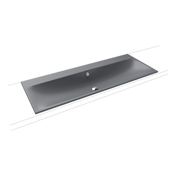 Kaldewei Einbau-Doppelwaschtisch Silenio rechteckig 123x460x1200mm, Cool Grey 70/Chrom, 2 HL, mit ÜL mit Perl-Effekt
