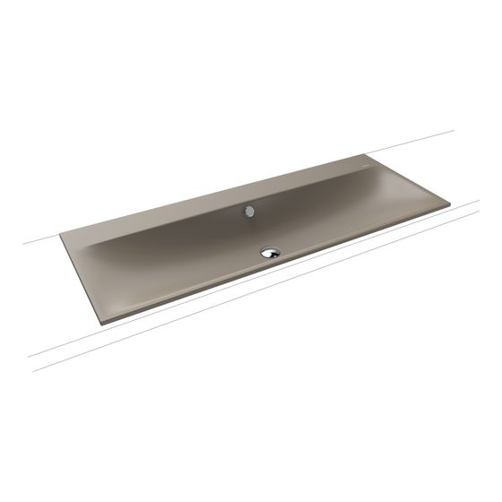 Kaldewei Einbau-Doppelwaschtisch Silenio rechteckig 123x460x1200mm, Warm Grey 60/Chrom, 2 HL, mit ÜL mit Perl-Effekt