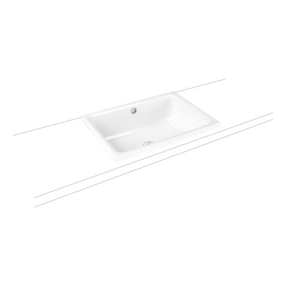 Kaldewei Aufsatzwaschtisch Cayono rechteckig 173x415x580mm, Alpinweiß/Chrom, ohne HL, mit ÜL ohne Perl-Effekt