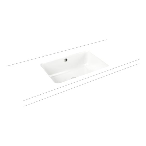 Kaldewei Unterbauwaschtisch Cayono rechteckig 173x426x596mm, Alpinweiß/Mattschwarz, ohne HL, mit ÜL ohne Perl-Effekt
