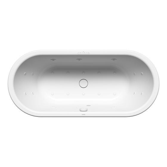 Kaldewei Badewanne Centro Duo Whirl Body u. Soul oval 485x750x1700mm Rechts 156l Cool Grey 90/Mattschw. m. IE, ÜL, o. GL, PEFF