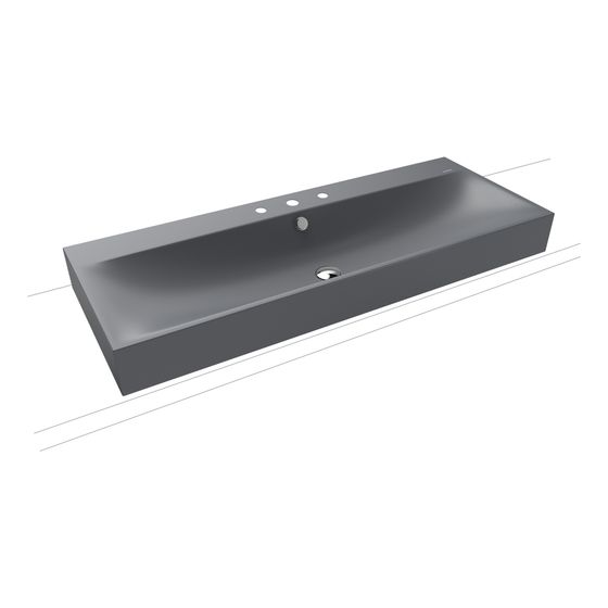 Kaldewei Aufsatz-Doppelwaschtisch Silenio rechteckig 123x460x1200mm Rh 120mm, Cool Grey 70/Chrom, 3 HL, mit ÜL mit Perl-Effekt