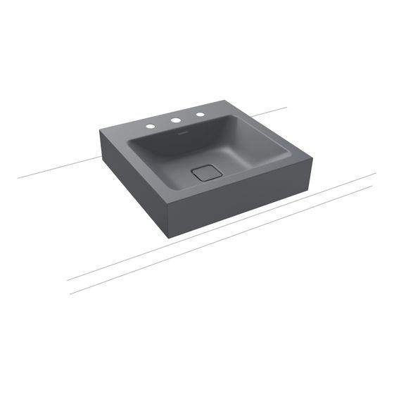 Kaldewei Aufsatzwaschtisch Cono rechteckig 120x500x500mm Rh. 120mm, Cool Grey 70, 3 HL, ohne ÜL mit Perl-Effekt
