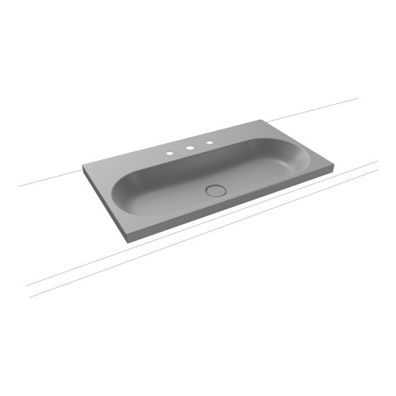 Kaldewei Aufsatzwaschtisch Centro rechteckig 112x500x900mm, Cool Grey 30, 3 HL, ohne ÜL mit Perl-Effekt
