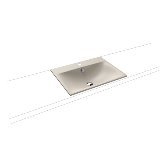Kaldewei Einbauwaschtisch Silenio rechteckig 123x460x600mm, Warm Grey 10/Mattschwarz, 3 HL, mit ÜL mit Perl-Effekt
