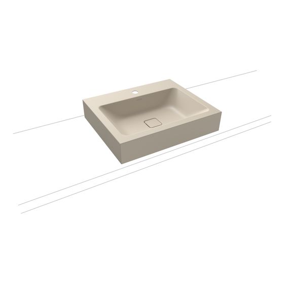 Kaldewei Aufsatzwaschtisch Cono rechteckig 120x500x600mm Rh. 120mm, Warm Beige 20, 1 HL, ohne ÜL mit Perl-Effekt