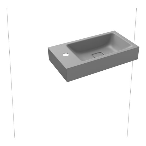 Kaldewei Wand-Handwaschtisch Cono rechteckig 102x300x550mm, Cool Grey 30, links, 1 HL, ohne ÜL mit Perl-Effekt