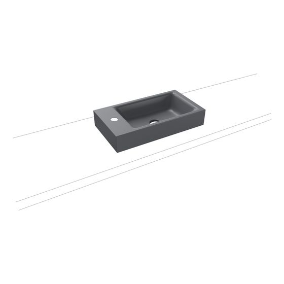 Kaldewei Aufsatz-Handwaschtisch Puro rechteckig 105x300x550mm, Cool Grey 70, 1 HL, ohne ÜL mit Perl-Effekt