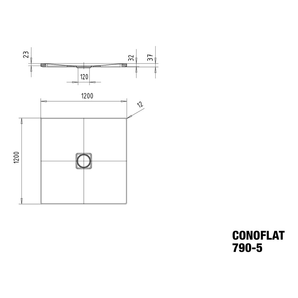 Kaldewei Duschwanne Conoflat Rechteckig 32/23x1200x1200mm d. 120mm Alpinweiß/Wei... KALDEWEI-466047981001 4063728686259 (Abb. 3)