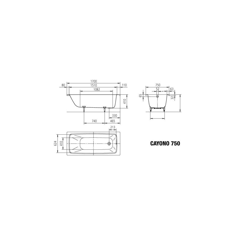 Kaldewei Badewanne Cayono rechteckig 410x750x1700mm 136l Alpinweiß m. InvisibleG... KALDEWEI-275000011001 4063728677783 (Abb. 3)