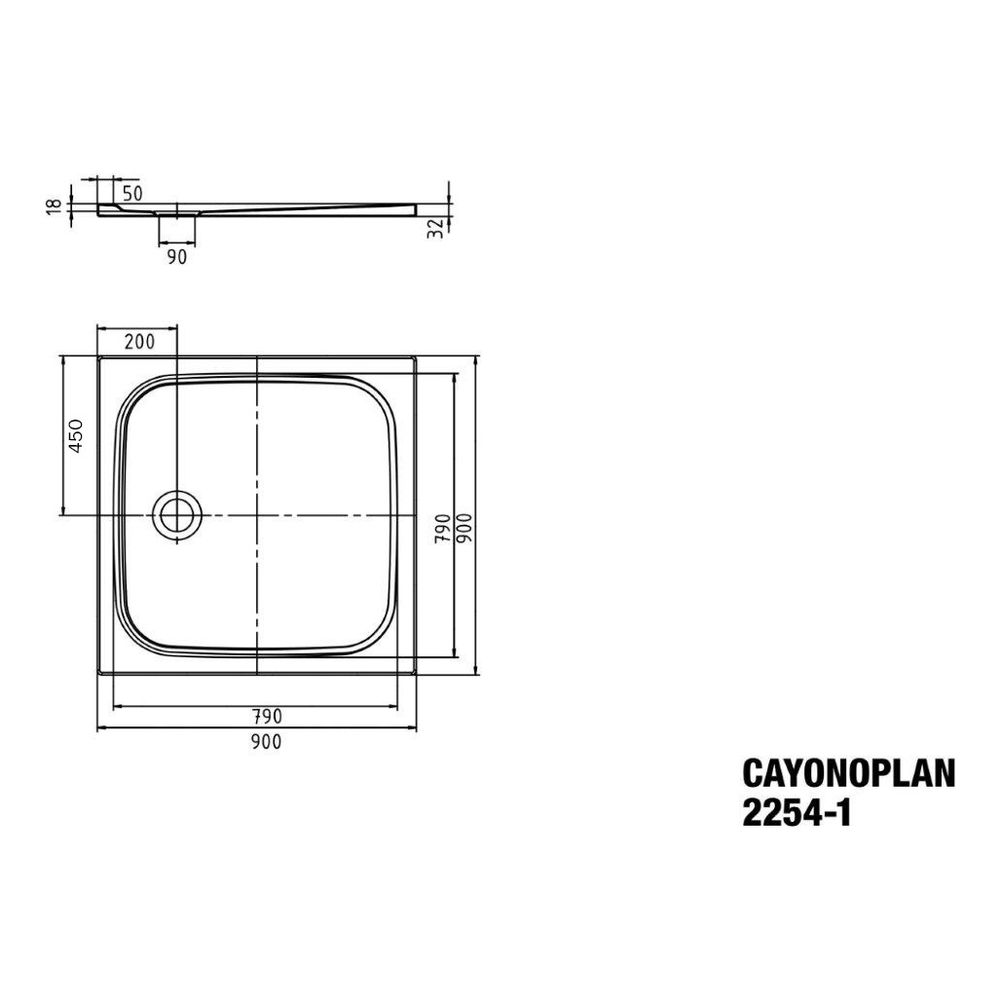 Kaldewei Duschwanne Cayonoplan Rechteckig 32/18x900x900mm d. 90mm Alpinweiß/Weiß... KALDEWEI-361430023001 4055761133319 (Abb. 3)